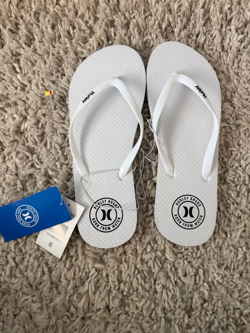 Hurley White Logo Flip Flop Sandals